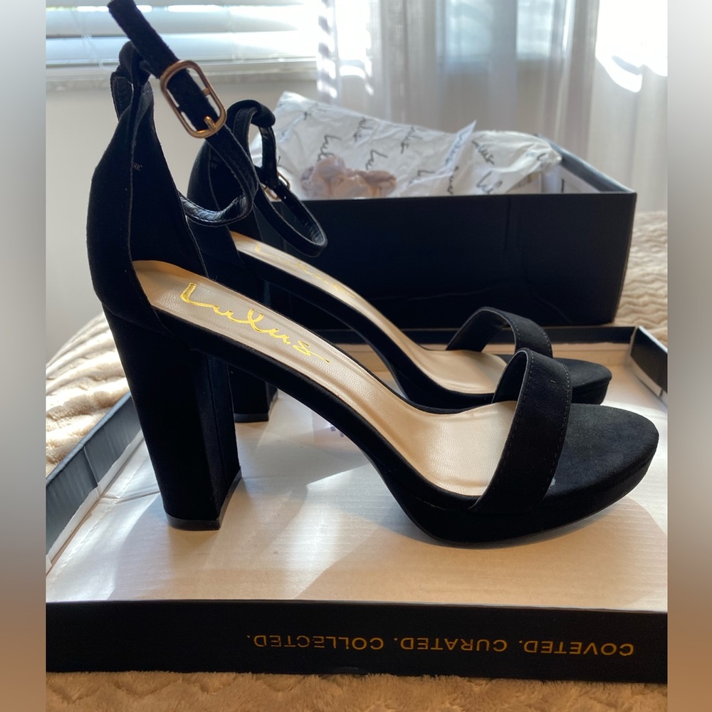 Lulus Black Ankle Strap Heeled Sandal